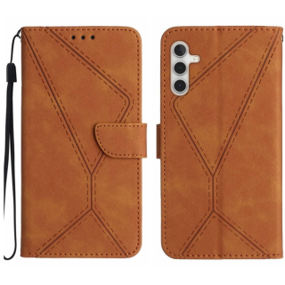 STITCHING Knižkové puzdro pre Samsung Galaxy A13 5G / A04s - hnedé